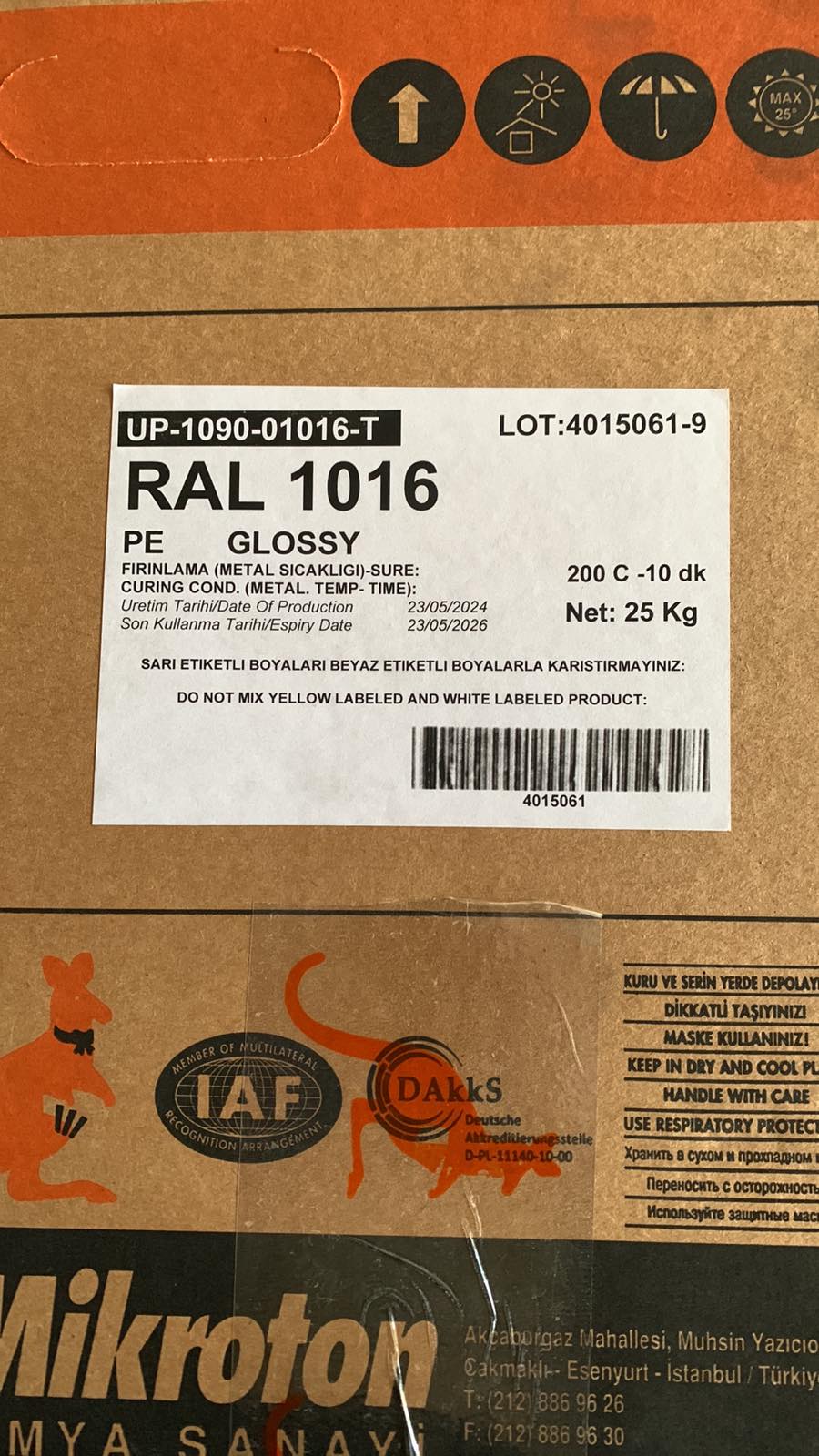 Порошкова поліефірна фарба Mikroton UP-1090-01016-T RAL 1016 жовтий глянець 25 кг.